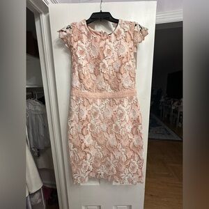 Karl Lagerfeld Pink and White Lace Mini Dress